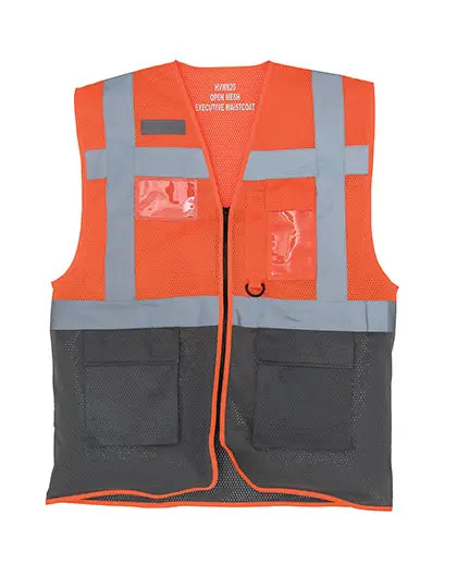 Men's Hi Vis Top Cool Recycled Open Mesh Executive Waistcoat