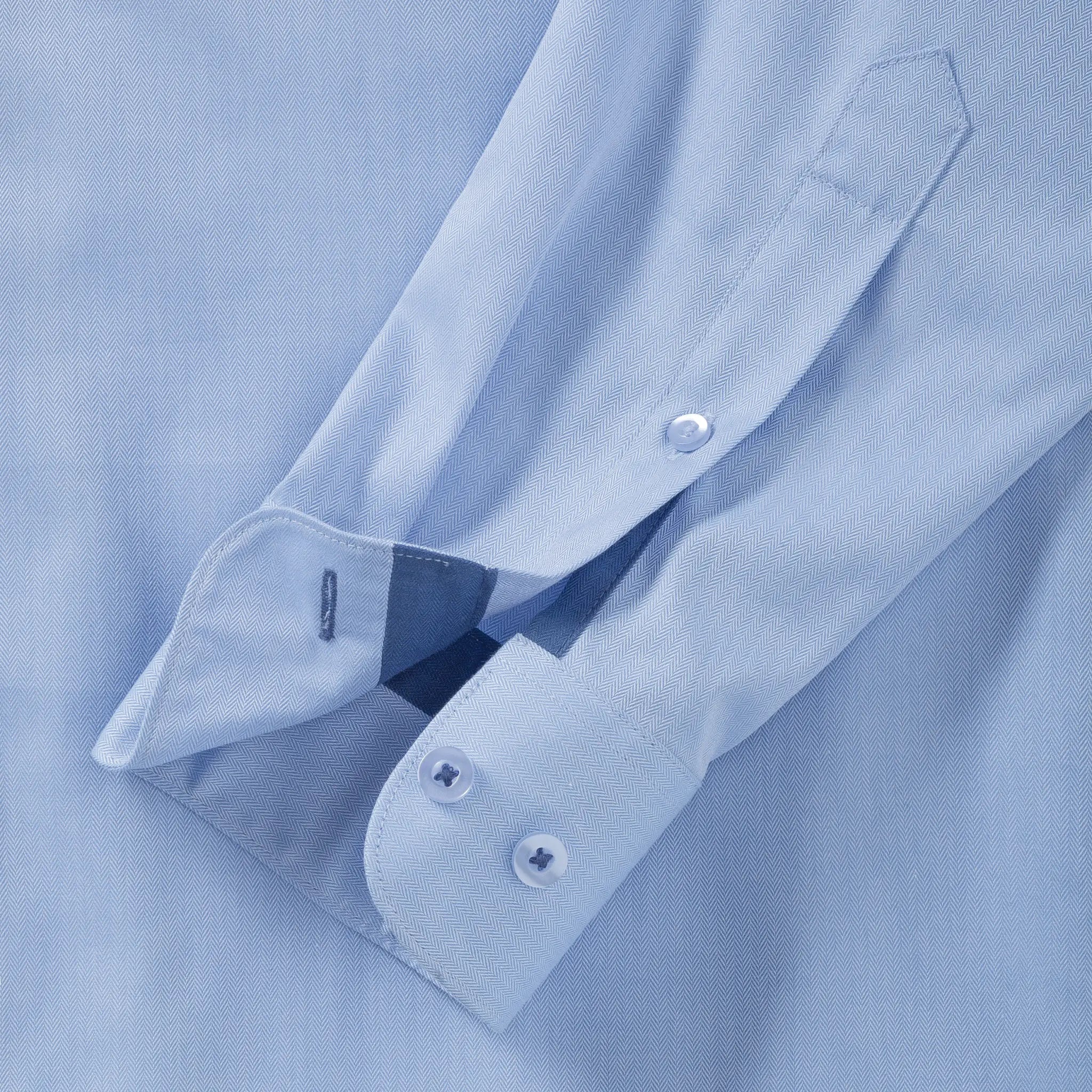 all-groups Men's Long Sleeve Tailored Contrast Herringbone Shirt