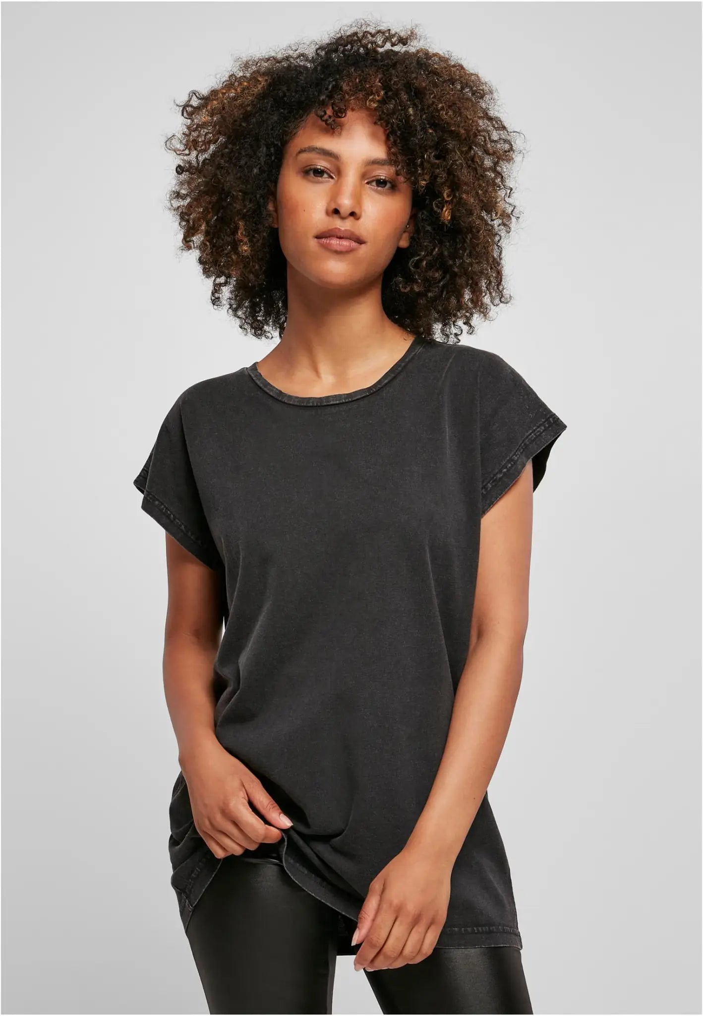 all-groups Women's Acid Washed Extended Shoulder Tee
