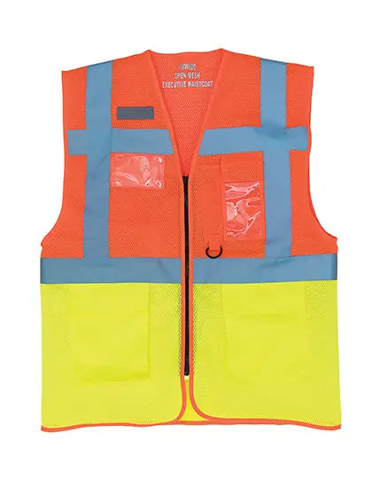 Men's Hi Vis Top Cool Recycled Open Mesh Executive Waistcoat
